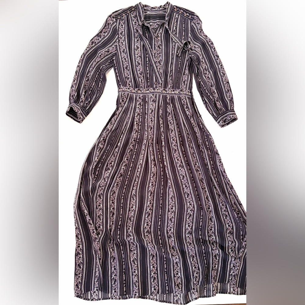 See By Chloe Dress Florence Tie-detailed Flora Crepe De Chine Maxi Dress size 2 - Picture 11 of 16
